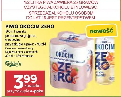 Piwo Okocim Zero truskawka promocja w Stokrotka
