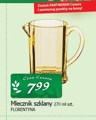 Mlecznik szklany Florentyna 270 ml promocja w CEZAR Delikatesy