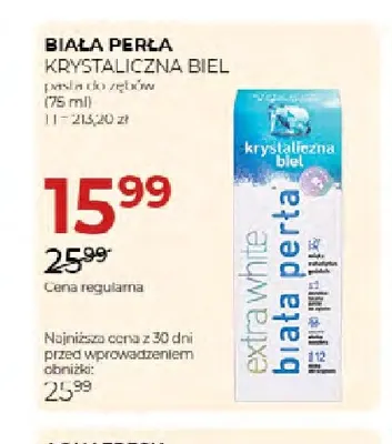 Pasta do zębów Biała Perła Krystaliczna Biel promocja w Drogerie Jawa