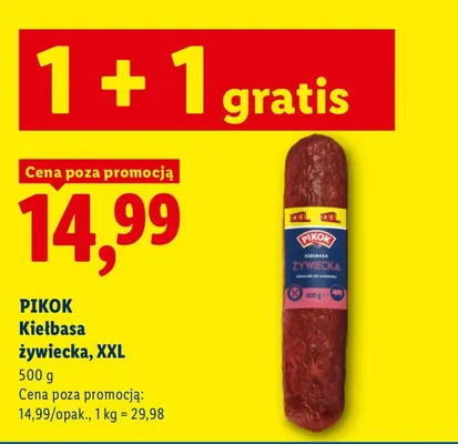 Kiełbasa żywiecka Pikok XXL promocja w Lidl