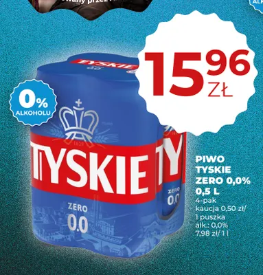 Piwo bezalkoholowe Tyskie 4-pak 500 ml promocja w Duży Ben