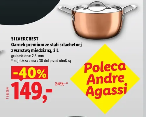 Garnek premium ze stali szlachetnej z warstwą miedzianą 3 l Silvercrest promocja w Lidl