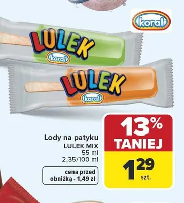Lody na patyku Koral Lulek Mix promocja w Carrefour