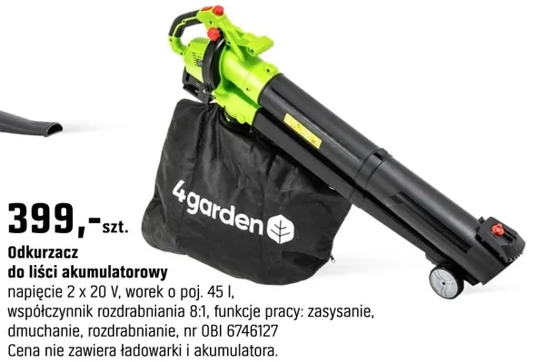 Odkurzacz do liści akumulatorowy promocja w OBI