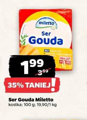 Ser gouda w kostce Miletto promocja w Netto