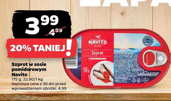 Szprot w sosie pomidorowym Navito promocja w Netto