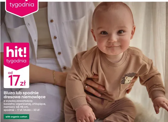Spodnie dresowe niemowlęce chłopięce z bawełną organiczną promocja w Pepco