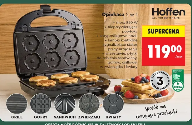 Opiekacz 5 w 1 Hoffen promocja w Biedronka