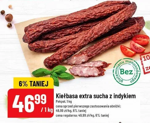 Kiełbasa extra sucha z indykiem promocja w POLOmarket