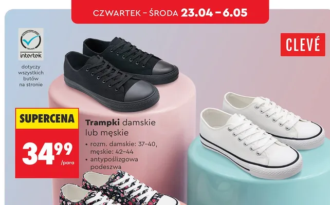Trampki damskie lub męskie promocja w Biedronka