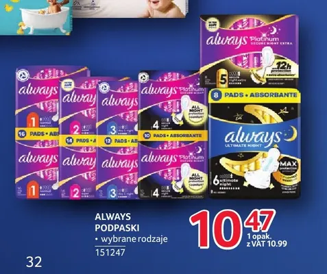 Podpaski Always promocja w Selgros