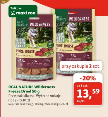 Przysmaki dla psa Real Nature Wilderness Freeze Dried promocja w MAXI ZOO