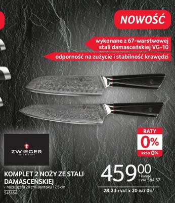 Komplet 2 noży ze stali damasceńskiej ZWIEGER promocja w Selgros