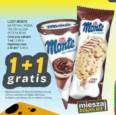 Lody Monte na patyku promocja w Słoneczko
