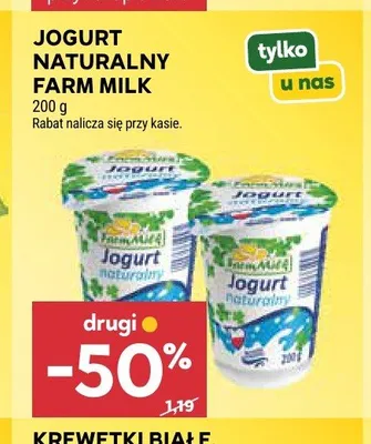 Jogurt naturalny Farm Milk promocja w Stokrotka