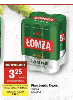 Piwo Łomża Export 4-pak promocja w Delikatesy Centrum