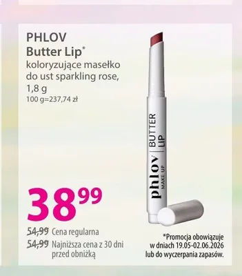 Koloryzujące masełko do ust sparkling rose PHLOV Butter Lip promocja w Hebe