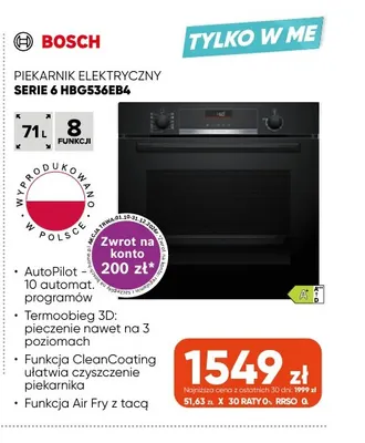 Piekarnik elektryczny Serie 6 HBG536EB4 Bosch promocja w Max Elektro