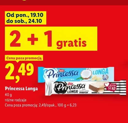 Wafel Princessa Longa caffe latte promocja w Lidl