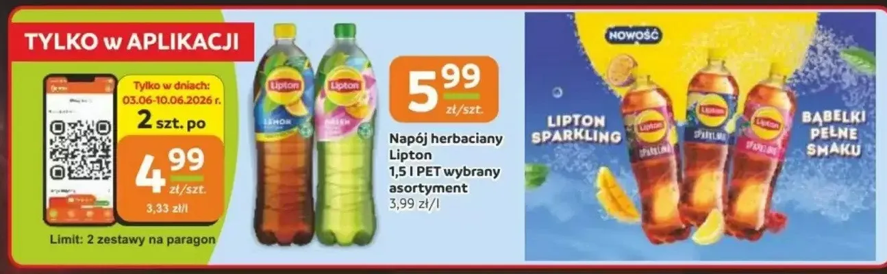 Napój herbaciany Lipton Sparkling 1,5l PET promocja w Gama