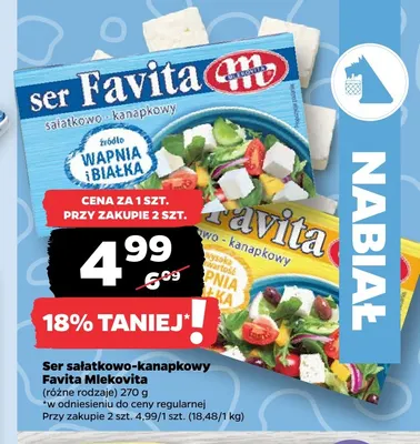 Ser sałatkowo-kanapkowy Favita Mlekovita promocja w Netto