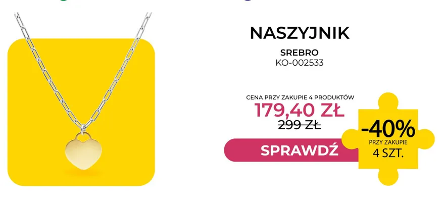 Naszyjnik srebro KO-002533 Briju promocja w Briju