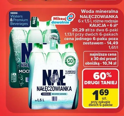 Woda mineralna Nałęczowianka niegazowana 6-pak promocja w Carrefour