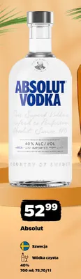 Wódka czysta Absolut promocja w Netto