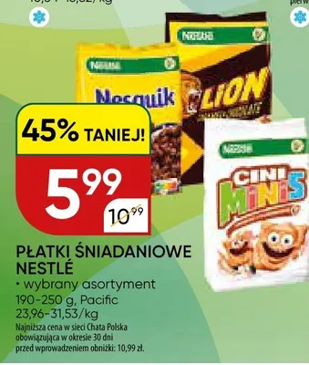 Płatki śniadaniowe Nestlé wybrany asortyment promocja w Chata Polska