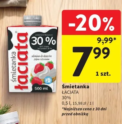 Śmietanka Łaciata 30% promocja w Intermarche