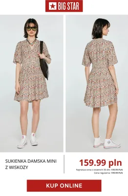 Sukienka damska mini z wiskozy Big Star promocja w BIG STAR
