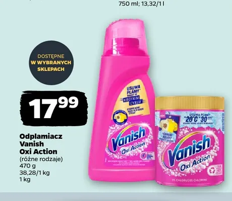 Odplamiacz do tkanin Vanish Oxi Action Crystal White promocja w Netto
