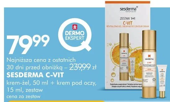 Krem-żel, 50ml + krem pod oczy, 15ml, zestaw Sesderma C-Vit promocja w Super-Pharm
