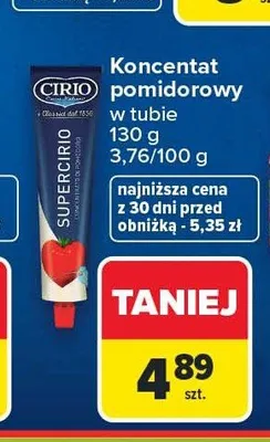Koncentrat pomidorowy w tubie Cirio promocja w Carrefour Market