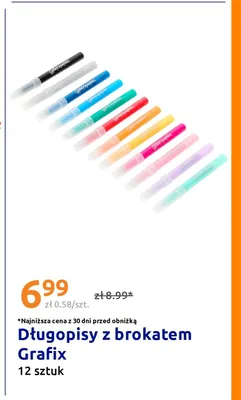 Długopisy z brokatem Grafix 12-pak promocja w Action