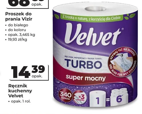 Ręcznik papierowy Velvet Turbo super mocny promocja w Odido