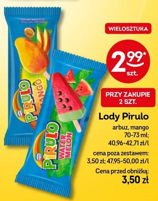 Lody Pirulo arbuz, mango promocja w Żabka