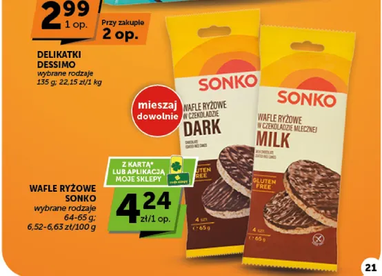 Wafle ryżowe w czekoladzie Dark Sonko promocja w Groszek