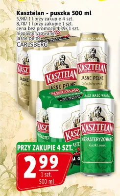 Piwo Kasztelan Niepasteryzowane promocja w Prim Market