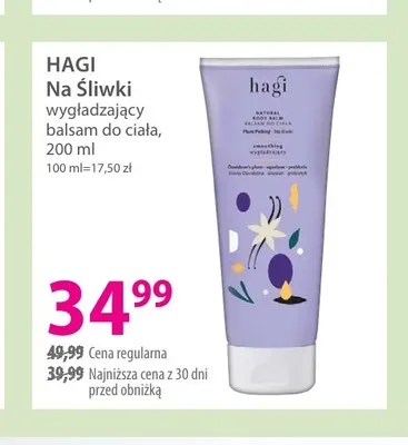 Na Śliwki wygładzający balsam do ciała Hagi promocja w Hebe