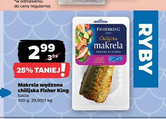 Makrela wędzona chilijska Fisher King tusza promocja w Netto