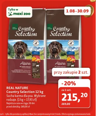 Sucha karma dla psa REAL NATURE Country Selection Alpine promocja w MAXI ZOO