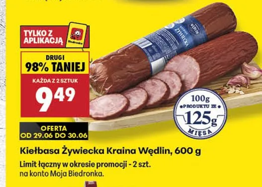 Kiełbasa Żywiecka Kraina Wędlin promocja w Biedronka