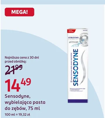 Wybielająca pasta do zębów Sensodyne promocja w Rossmann