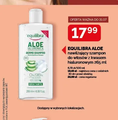 Szampon do włosów nawilżający Equilibra Aloe z kwasem hialuronowym promocja w Ziko Dermo