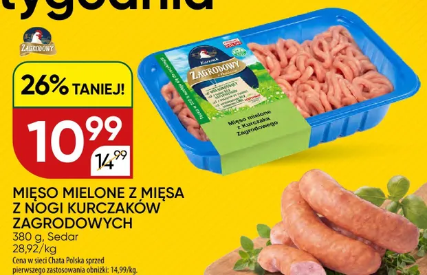 Mięso mielone z mięsa z nogi kurczaków Zagrodowych Sedar promocja w Chata Polska