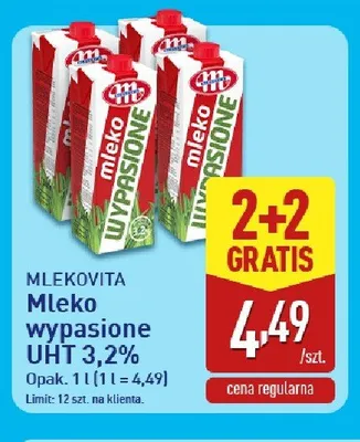 Mleko wypasione UHT 3,2% Mlekovita promocja w Aldi