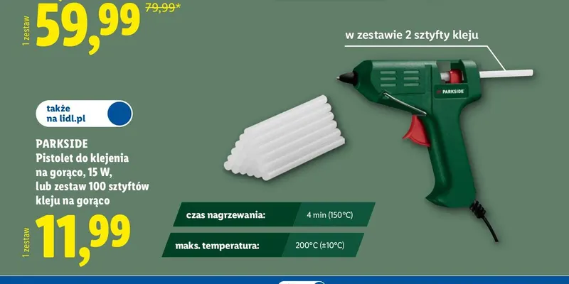 Zestaw 100 sztyftów kleju na gorąco Parkside promocja w Lidl