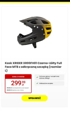 Kask XR00FH01 Czarno-żółty Full Face MTB z odkręcaną szczęką (rozmiar L) promocja w Media Expert
