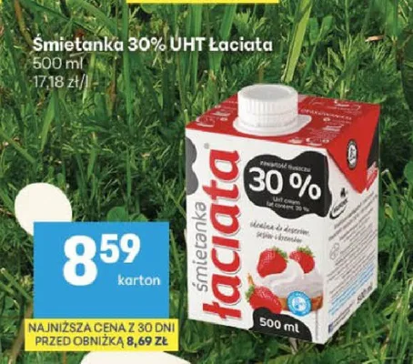 Śmietanka 30% UHT Łaciata promocja w Delikatesy Centrum